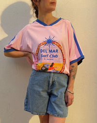 Del Mar Surf Club Ringer Tee – Pink / Blue – By Frankie
