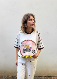 Ride or Die Ringer Tee – White / Chocolate – By Frankie