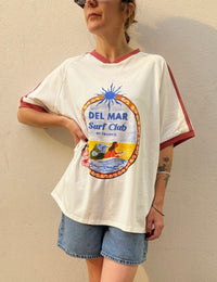 Del Mar Surf Club Ringer Tee – White / Dark Pink – By Frankie