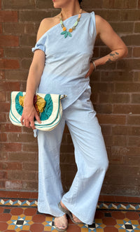 Baby Blue Straight-Leg Cotton Pants – By Frankie