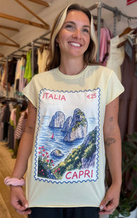 Italia Postcard Graphic Tee - Washed yellow
