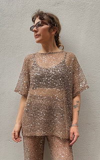 Oversized Sequin Top - Mocha - By Frankie