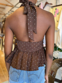 Polka Dot Halter Top – Chocolate Brown