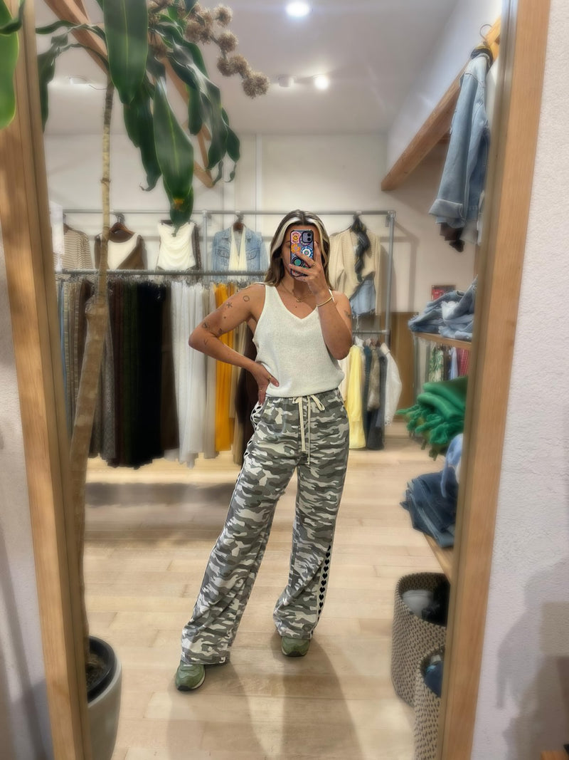 By Frankie Light Camo Heart Racer Jeans - Black Heart Side Stripe
