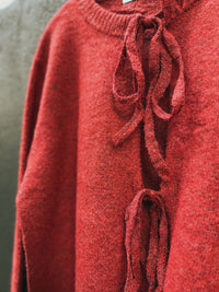 Tie Front Knit Top - Vintage Red Marle
