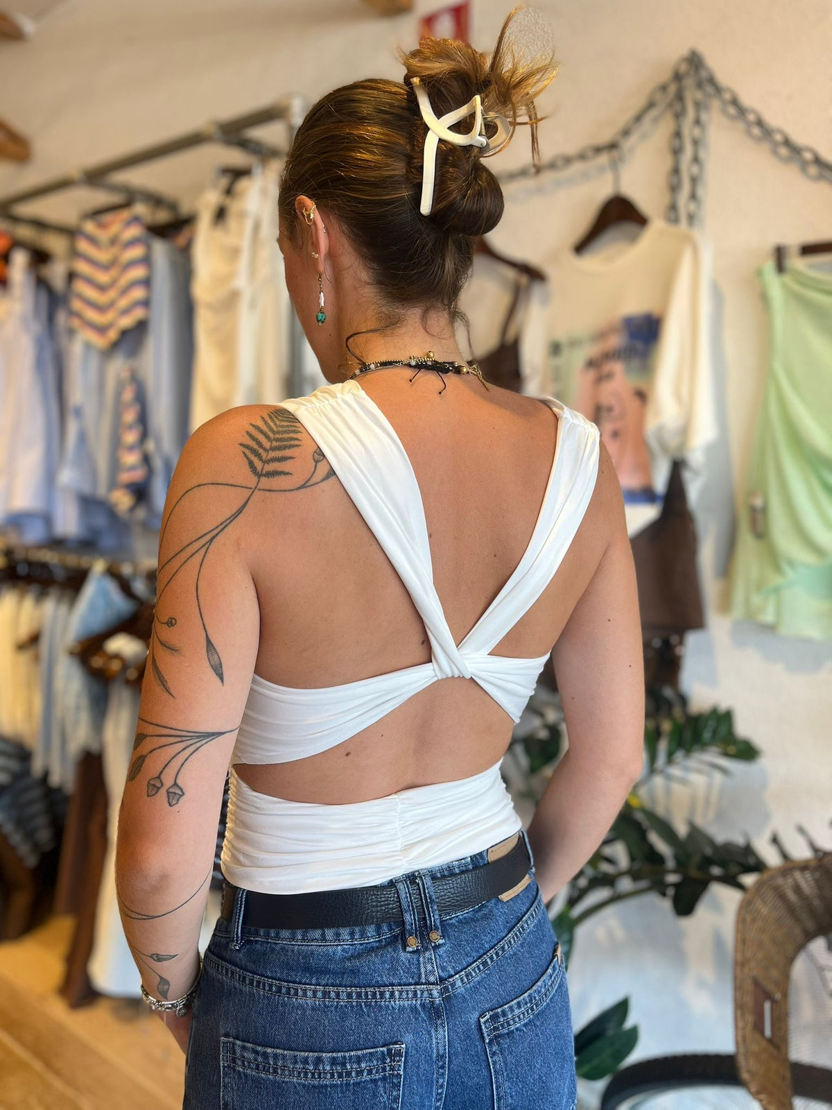 Cross Back Top – White