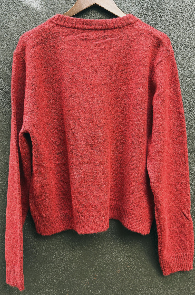 Tie Front Knit Top - Vintage Red Marle