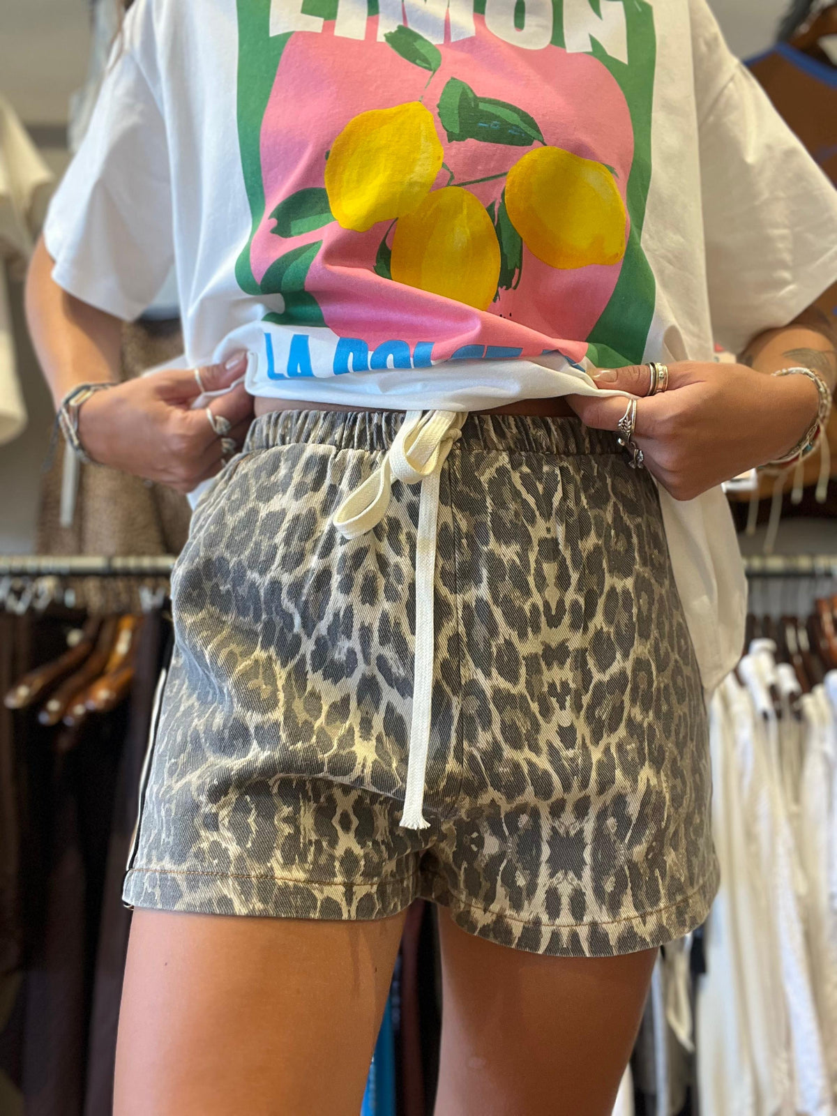 Leopard Print Racer Denim Shorts – By Frankie