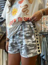 Light Camo Denim Heart Racer Shorts – By Frankie