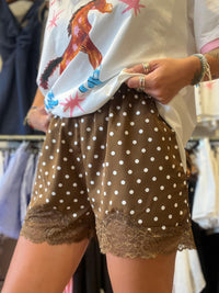 Chocolate Polka Dot Lace Shorts – By Frankie