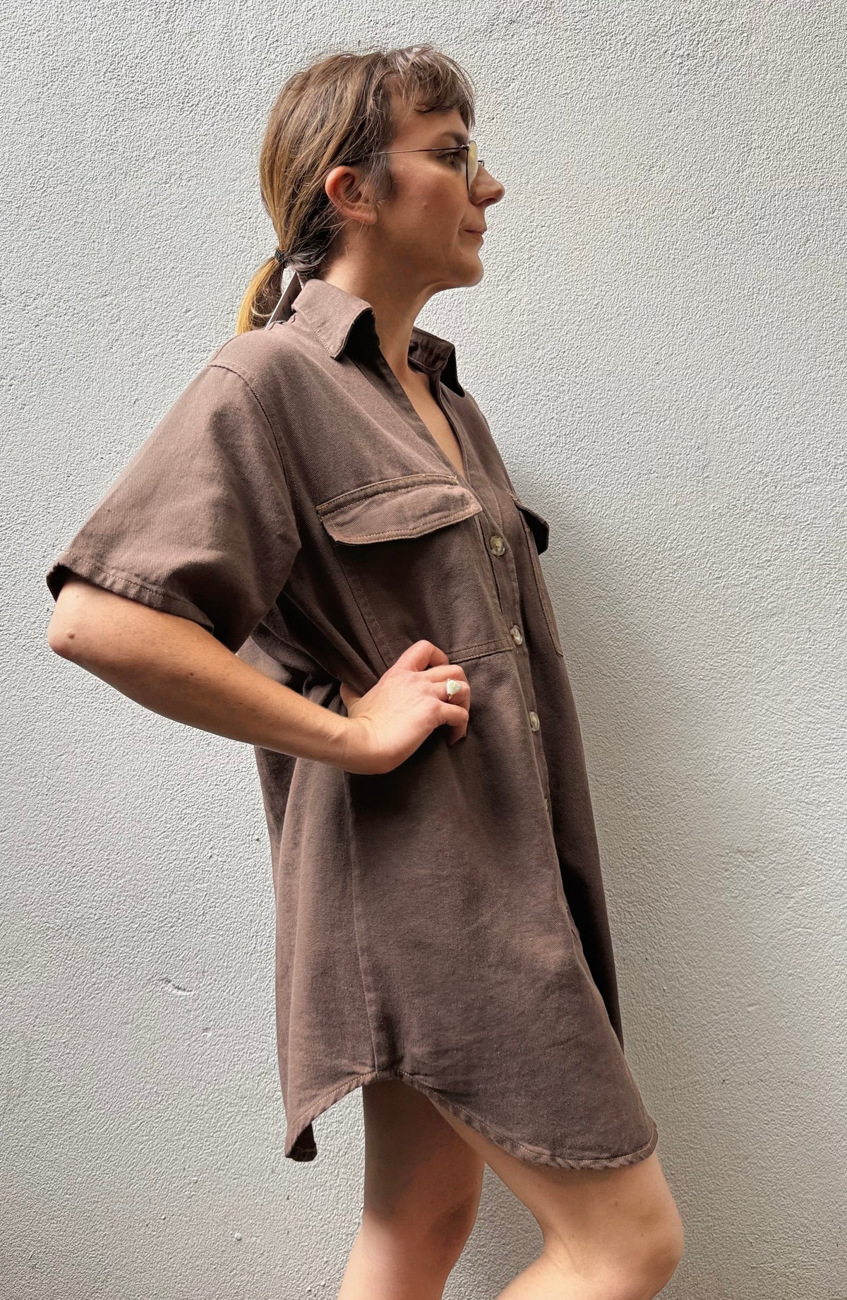 Chocolate Denim Button-Down Dress – By Frankie