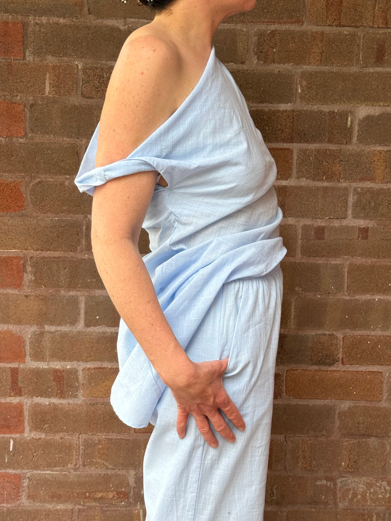 Baby Blue Straight-Leg Cotton Pants – By Frankie