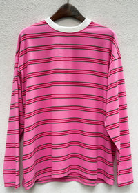 Pink with Red & Green Retro Striped Long Sleeve Top – By Frankie