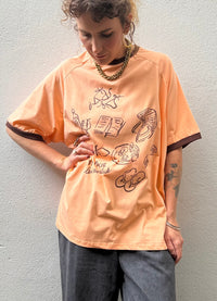 Picnic Graphic Ringer Tee - Tangerine - By Frankie