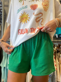 Green Heart Racer Cotton Shorts – By Frankie