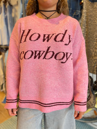 Howdy Cowboy College Knit - Pink / By Frankie