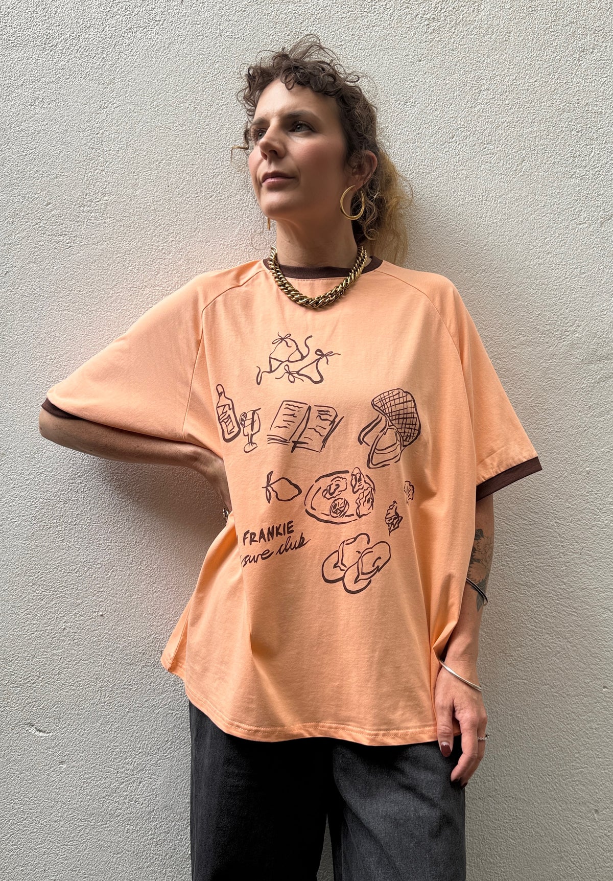 Picnic Graphic Ringer Tee - Tangerine - By Frankie
