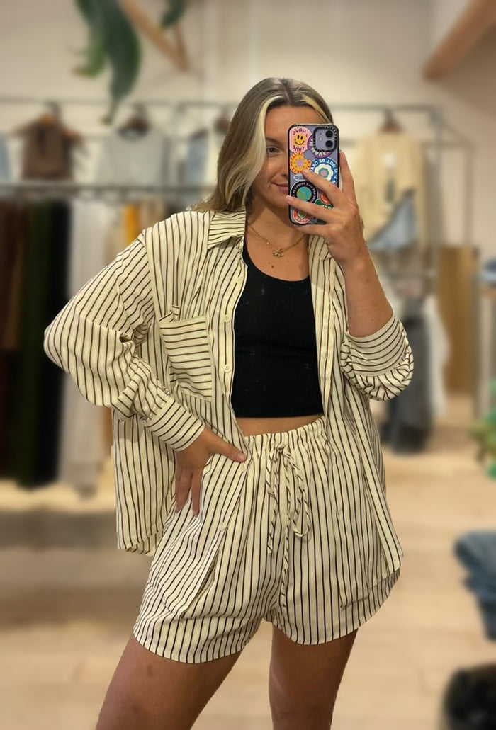 By Frankie Striped Cotton Set – Oversized Shirt & Shorts