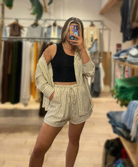 By Frankie Striped Cotton Set – Oversized Shirt & Shorts