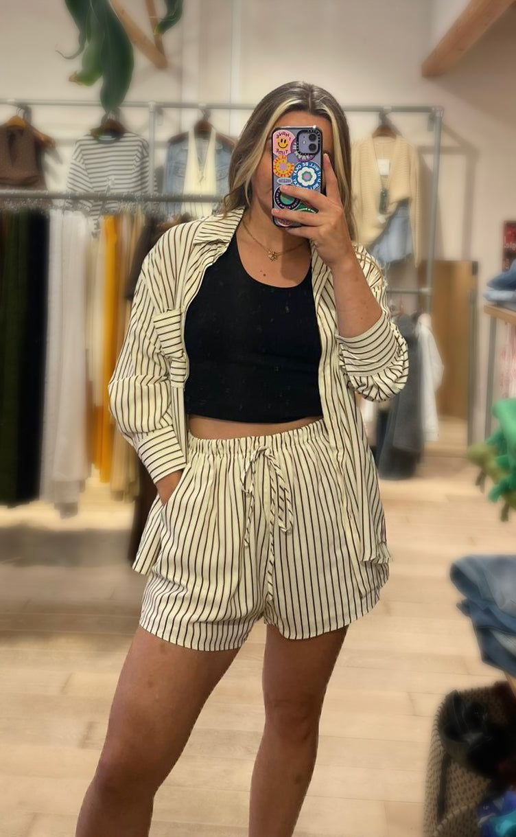 By Frankie Striped Cotton Set – Oversized Shirt & Shorts
