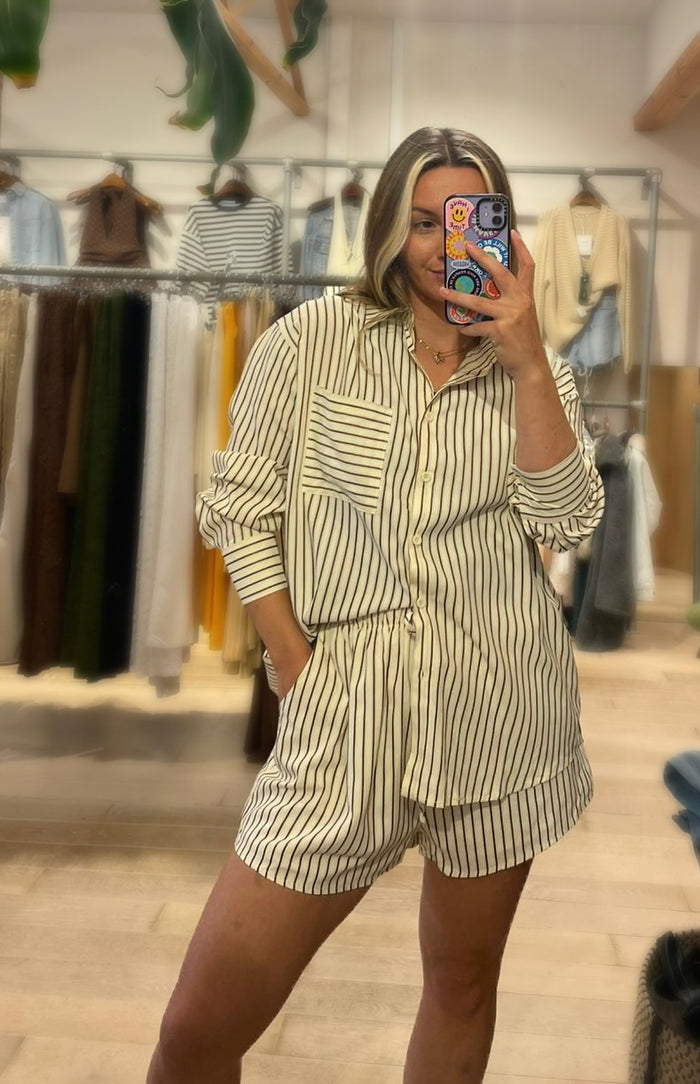 By Frankie Striped Cotton Set – Oversized Shirt & Shorts