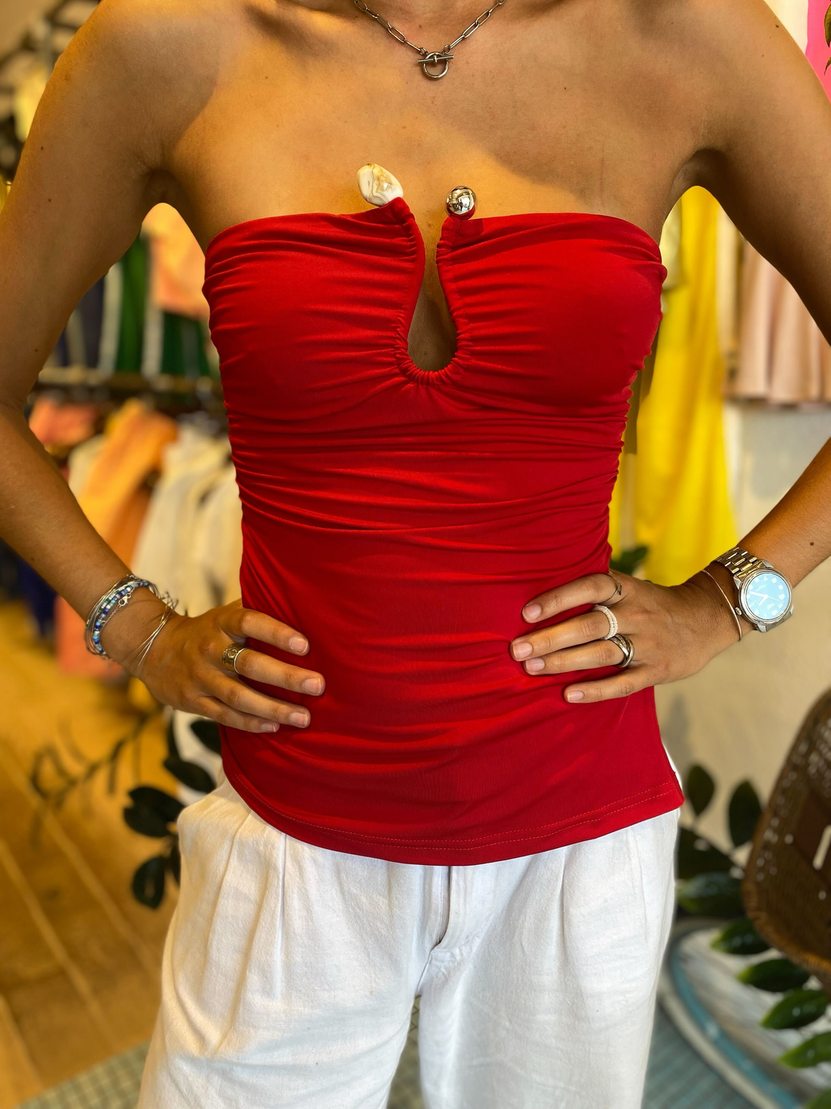 The Hera Boob Tube Top / Fire Red