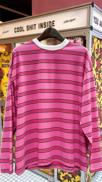 Pink with Red & Green Retro Striped Long Sleeve Top – By Frankie