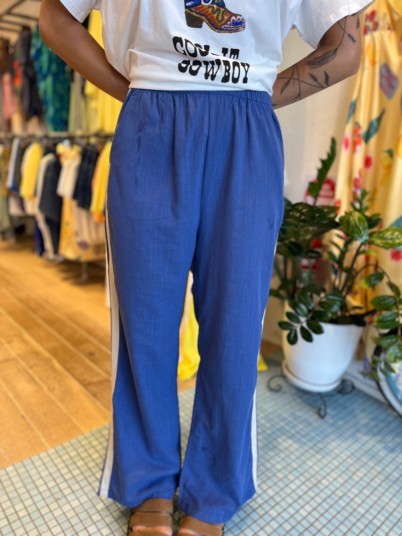 Racer Linen Pants / Blue