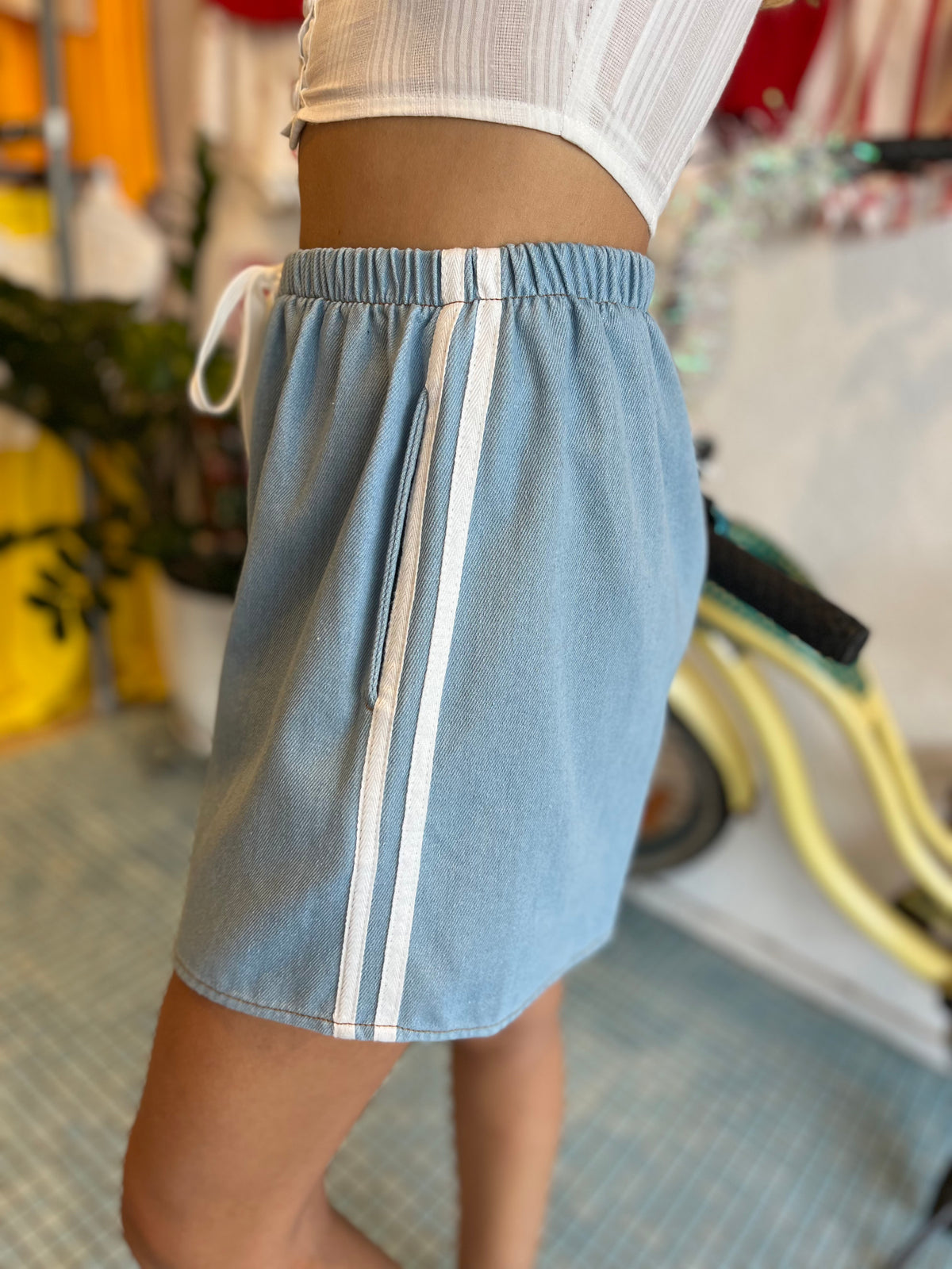 Light Denim Racer Short